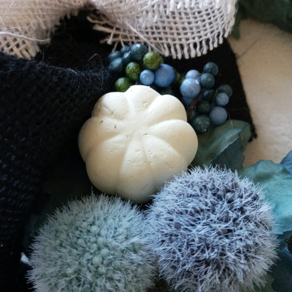 Fall Blue & Teal Maple Leaf Wreath 12" Farmhouse - Picture 2 of 10